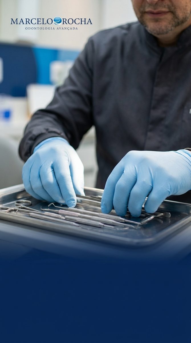 Instrumental odontológico esterilizado no consultório do Dr. Marcelo Rocha em São Luís - MA